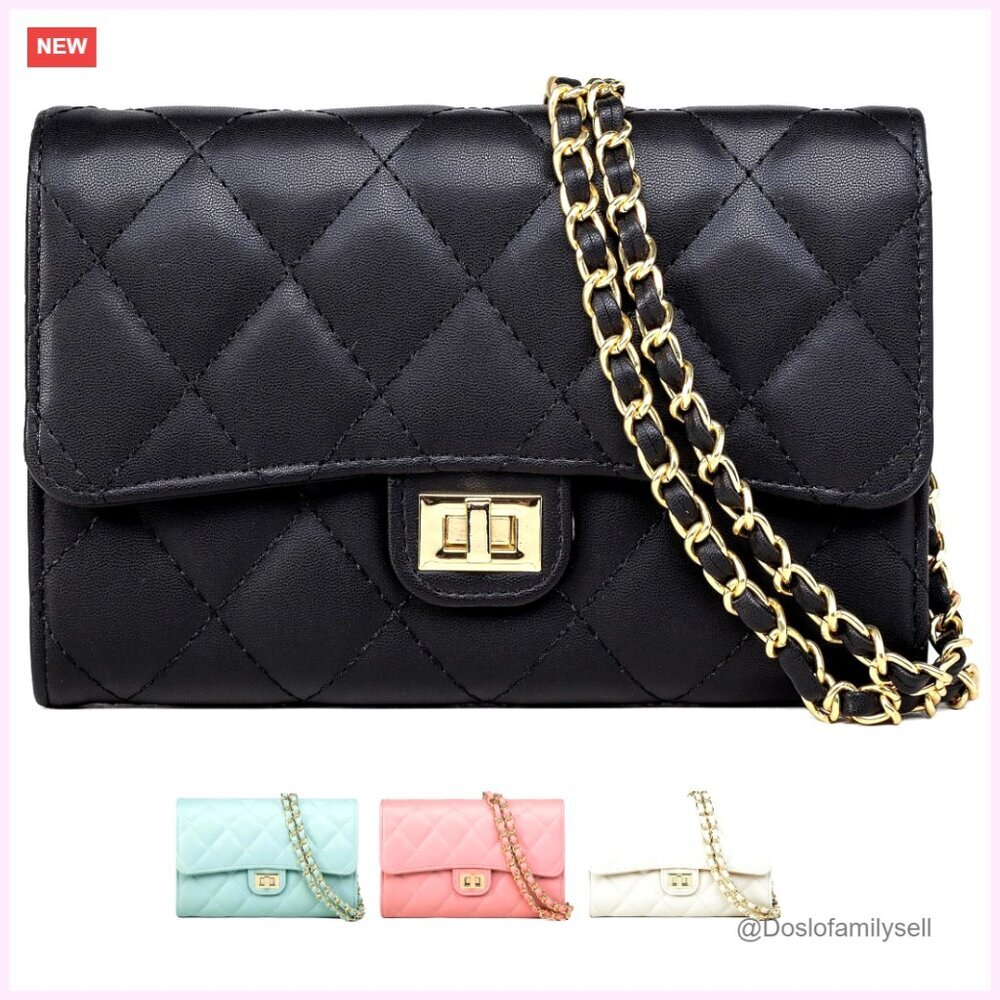 PU Leather Crossbody Bag, Small Shoulder Purse with Chain Strap